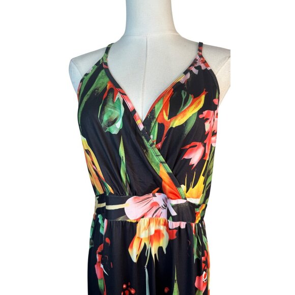 2/$50 NEW Bohemian XL Floral V-Neck Maxi Dress With Cross Back Straps - Picture 4 of 16